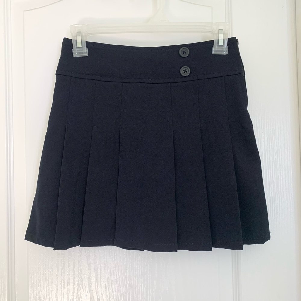 Navy blue pleated skirt